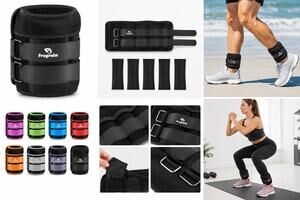 Fragraim Adjustable Ankle Weights Pair – Removable Weight Inserts – Black